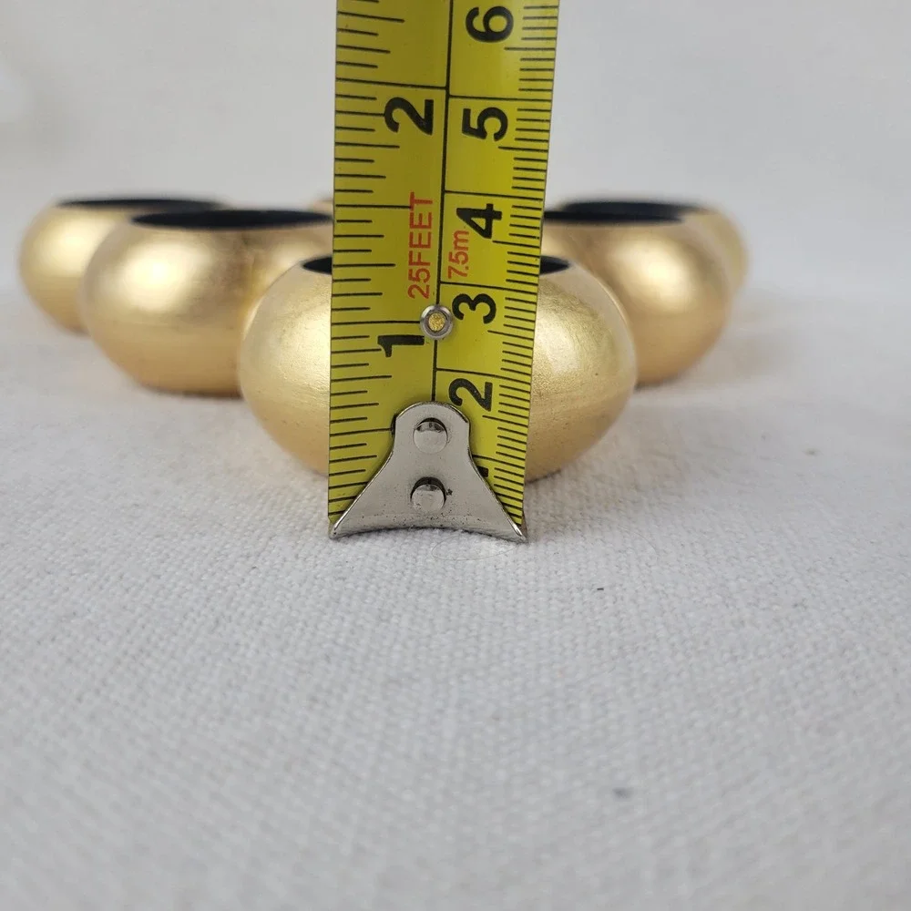 Set of 6 Gold Acrylic Round Napkin Rings‎ Metallic